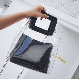 Clear Black Tote/Hangbag